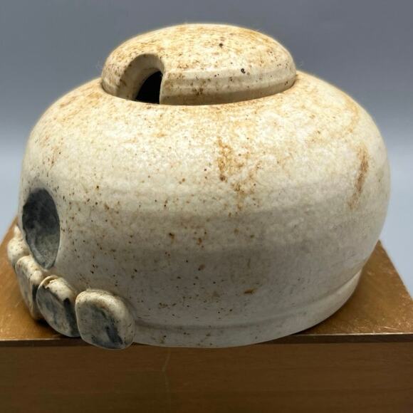 Vtg signed Pottery Skull Ceramic Honey pot Trinket Box Lid Dark Academia Vessel - Picture 4 of 9